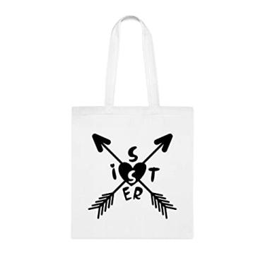 Imagem de Bolsa tote Sister Love, Sister Love , Presente para Sister Love, Sister Love, Sister Love, Sister Love, Bolsas reutilizáveis, Presente para a irmã do Irmão e Irmã s, Branco