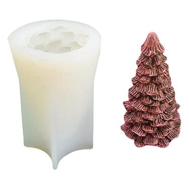 Imagem de vela para árvore Natal 3D 2 peças | árvore Natal 3D resina - suprimentos para fabricação velas, silicone pinheiro para fabricação velas, decoração bolo Kot-au