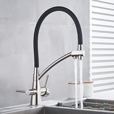 Imagem de Torneiras de cozinha filtradas purificação torneira de cozinha 360 rotativa filtro de água torneira para cozinha torneiras de cozinha de três vias torneira, escova b níquel preto, china