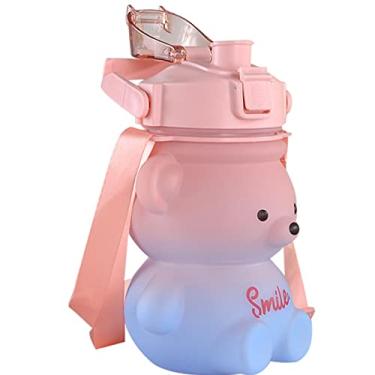 Imagem de Garrafa Com Urso - 1100ml Copo Raspa Urso Portátil com Botão Um Clique | Garrafas água potável confortáveis e bonitas à prova respingos para o verão ao ar livre Mtaph