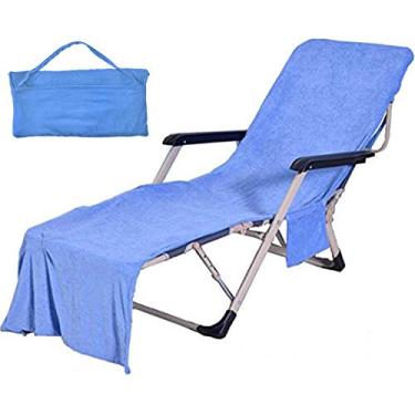 Imagem de VOCOOL – Capa para cadeira de piscina, toalha de praia, com elástico e bolso que não desliza, Casual, Azul, 82*28 inches
