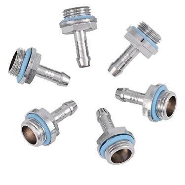 Imagem de Richer-R Ajuste de resfriamento de água, 6 peças PC de resfriamento de água com dois toques de encaixe G1/4 rosca conector de barra para tubo, 6mm