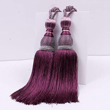 Imagem de par grande cortina de luxo borlas borlas decorativas para casa borlas de seda ouro seda borla de tênis pendurada cortina de orelha acessórios de cortina decoração de quarto, 14,1 par