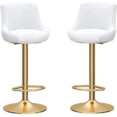 Imagem de Bsillas Cocina de Barra Altas Bancos Taburete Bar Isla Banco De Bar 2 Peças Banquinho De Jantar Para Café Da Manhã Banquinho De Bar De Altura, Banco De Barra Giratório Com Almofada Ajustável