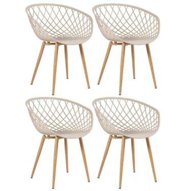 Imagem de Kit - 4 X Cadeiras Clarice Nest Com Apoio De Braços - Sidera - Nude