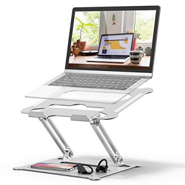 Imagem de Suporte de laptop ajustável, suporte de alumínio portátil ergonômico, suporte de vários ângulos com entrada de calor para laptop compatível com MacBook de 10"-17", Dell, HP, Lenovo Mais Tablet, Projetor Classic Silver