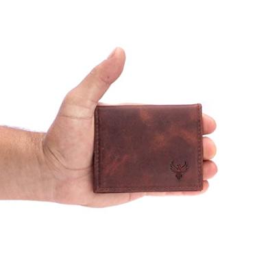 Imagem de Carteira masculina em couro legitimo porta cartão modelo em L sem plástico (fóssil pinhão)