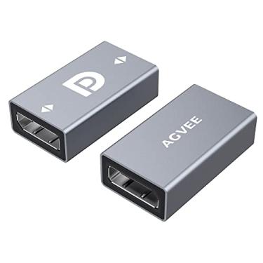 Imagem de AGVEE [Pacote com 2] Adaptador de acoplador DisplayPort, conversor de conector de extensão extensor fêmea para fêmea 8K HDR Displayport (DP) 1.4 fêmea para fêmea para MacBook, Microsoft Surface, laptop, PC, cinza