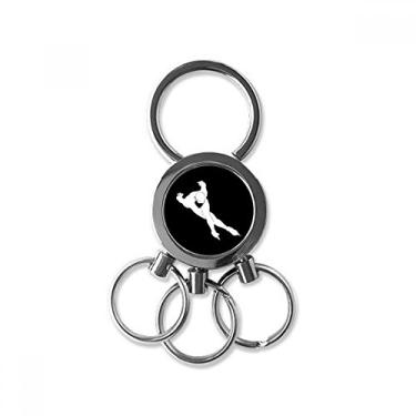 Imagem de Chaveiro de metal de aço inoxidável com contorno de esporte de inverno preto para patinação chaveiro de carro clipe para presente, Multicor
