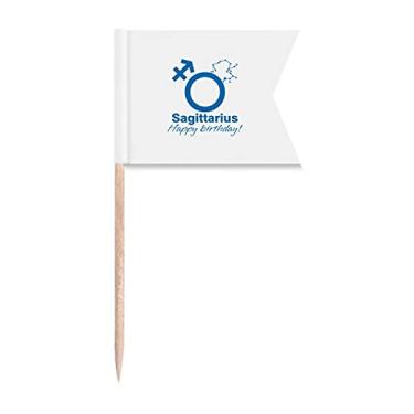 Imagem de Marcação de palito de dente de sagitário, celebração de aniversário, palito de dente, marcação, para festa, bolo, comida, placa de queijo