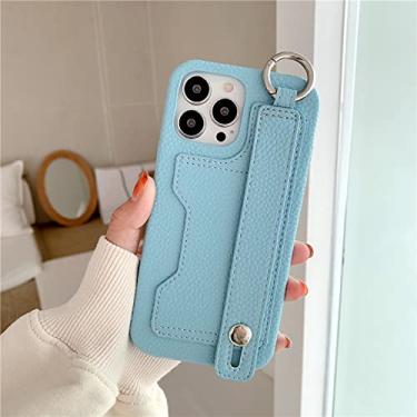 Imagem de Carteira de couro com alça de pulso de luxo para iphone 11 12 13 14 14pro 13pro max mini x xr xs 7 8plus escudo protetor, céu azul, para iphone 7plus 8plus