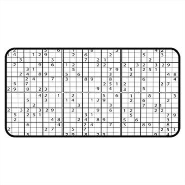 Imagem de Tapetes de cozinha preto e branco Sudoku jogo área de cozinha tapetes e tapetes antiderrapante tapete de cozinha tapetes de porta de entrada laváveis para chão de cozinha casa escritório pia lavanderia interior exterior 101,6 x 50,8 cm