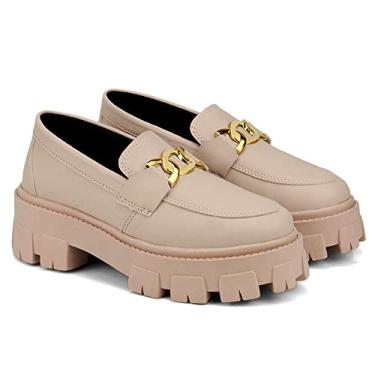 Imagem de Mocassim Feminino Tratorado GuGi Com Metal Oxford Plataforma Blogueira Leve 403-GG (34, Rose)
