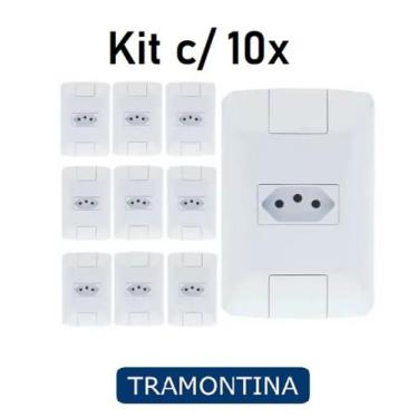 Imagem de Tomada Simples Aria Branco Tramontina 10A/250V Kit C/ 10 Unidades 4206
