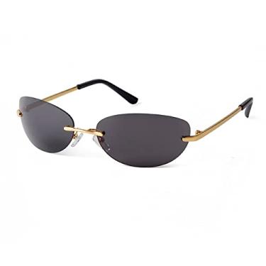 Imagem de Óculos de sol cat eye retangular sem aro masculino design feminino óculos de sol lente prata sem armação óculos óculos, tamanho único