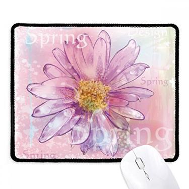 Imagem de Mousepad rosa de aquarela com flor de crisântemo tapete de borracha para jogos