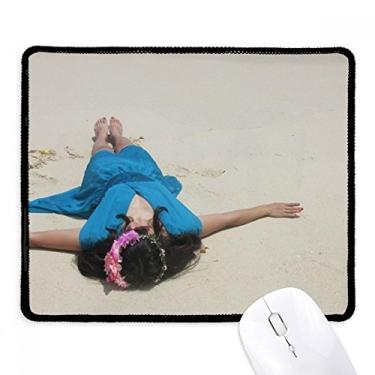 Imagem de Tapete de borracha para jogos Beach Wave Ellie Yao Beautiflu Girl azul