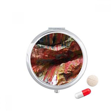 Imagem de Porta-comprimidos, porta-comprimidos, caixa de armazenamento de medicamentos, textura de pedra multicolorida