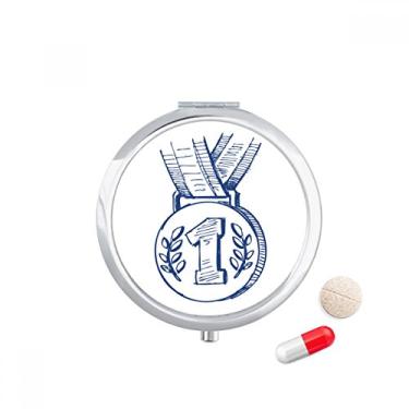 Imagem de Porta-comprimidos de medalha Blue Football Championship Caixa de armazenamento de medicamentos