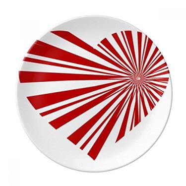 Imagem de Prato de sobremesa vermelho Dia dos Namorados decoração de porcelana 20 cm jantar casa