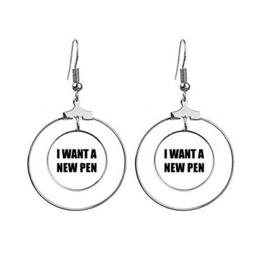 Imagem de Brincos modernos I Want A New Pen Art Deco Gift Pendente Argola Joias Círculo