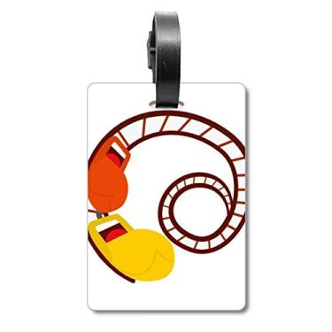 Imagem de Porta-copos com ilustração de parque de diversões com etiqueta para bagagem e cartão para pendurar