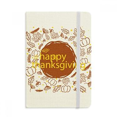 Imagem de Caderno com estampa de ilustração feliz de Ação de Graças, capa dura de tecido oficial diário clássico