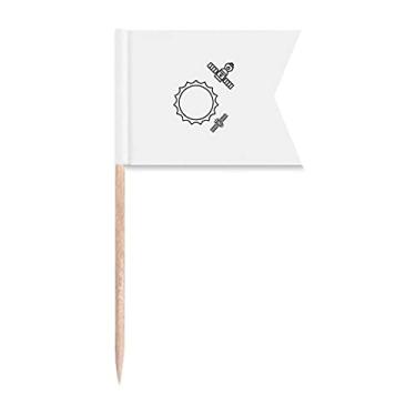 Imagem de Satélite de exploração solar em torno de bandeiras de palitos de dentes, marcação de etiquetagem para bolo de festa