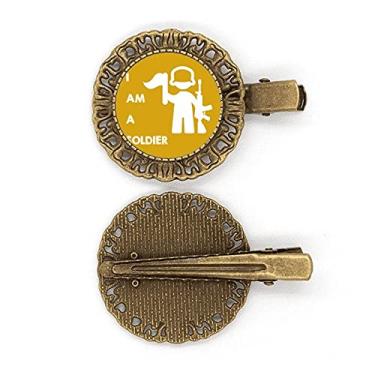 Imagem de Bandeira Capacete Arma Posição Militar Grampo de Cabelo Broche