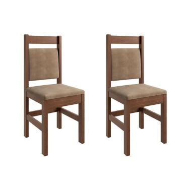 Imagem de Conjunto com 2 Cadeiras Madri Suede Cacau e Tabaco