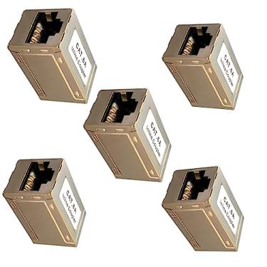 Imagem de MOOKEENONE Pacote com 5 acopladores RJ45, conector de rede fêmea para fêmea adaptador em linha Keystone para extensor de cabo Ethernet Cat6A