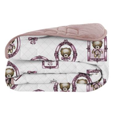 Imagem de Edredom Tecebem Baby Duo Dupla Face Malha e Plush Flannel Cistina 85cmx145m Rosinha