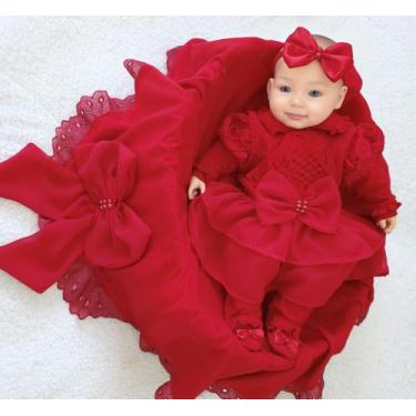 Imagem de Saidas De Maternidade Vermelha Para Menina Luxuosa Laços - Nika Baby