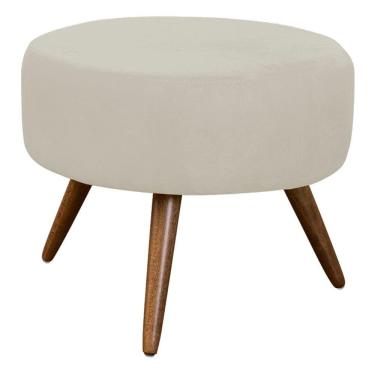 Imagem de Puff Redondo para Sala Decorativa Danny Confort Pés Palito Tecido Suede Cor Bege - Decorar
