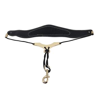 Imagem de SIMBAE Tira De Sax Correia de pescoço de saxofone ajustável universal Correia de saxofone de couro PU Gancho de metal Projeto respirável para tenor/soprano/acessórios de saxofones altos