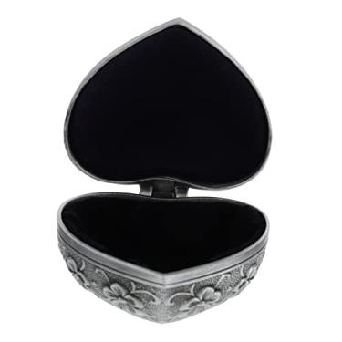 Imagem de NOLITOY 1Pc Caixa Coração Caixa De Jóias Anel Brinco Caso Presente Do Dia Namorados Prata Jóias Caso Retro Trinket Cubo Brinco Organizador Suporte Acessórios De Jóias Vintage Flanela