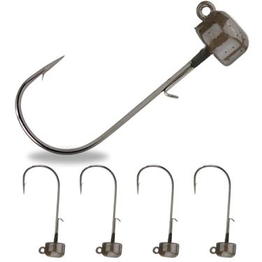 Imagem de Reaction Tackle Cabeça de Cogumelo de Tungstênio Ned Rig Cabeças de Cogumelo para Pesca Finesse, Cabeça de Gabarito Sem Erva Daninha para Pesca de Robalo com Iscas Macias (pacote com 5) Abóbora Verde