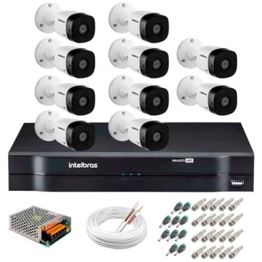Imagem de Kit 10 Câmeras Intelbras VHD 1130 B HD 720p Bullet com Lente 2.8mm Visão Noturna 30m Resistente à Chuva IP67 + DVR MHDX 1216 16 Canais Multi HD