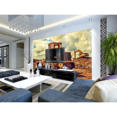Imagem de TUYIFA Papel de parede 3d papel de parede máquinas de engenharia sala de estar quarto TV sofá fundo mural de parede (118" x 83" (300x210cm), pano de seda)
