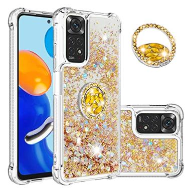 Imagem de CCSmall Capa para Xiaomi Redmi Note 11 4G com glitter transparente para mulheres, areia movediça líquida e brilhante, capa com suporte de anel de diamante, capa para Redmi Note 11 4G/Note 11S 4G LSZ