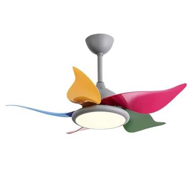 Imagem de Ventiladores De Teto Pequenos Com Luzes, Luz De Ventilador De Teto Regulável, Ventilador De Teto Com Motor Reversível, Para Quarto E Pátio De Escritório (Color : Gray-, Size : 36in)
