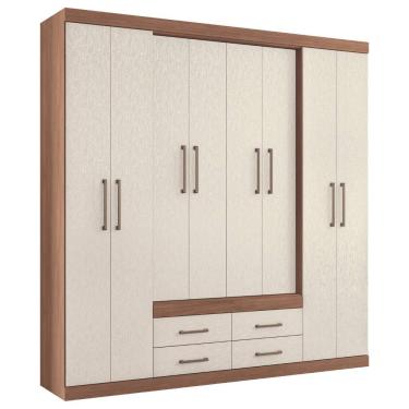 Imagem de Guarda Roupa Casal 8 Portas 4 Gavetas Miami Jatobá Areia