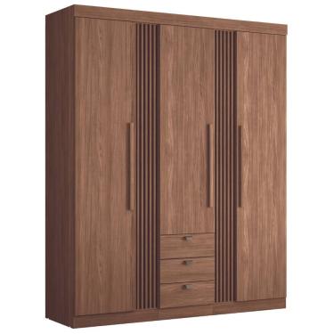 Imagem de Guarda Roupa Solteiro 3 Portas Ripado Lens Jatobá
