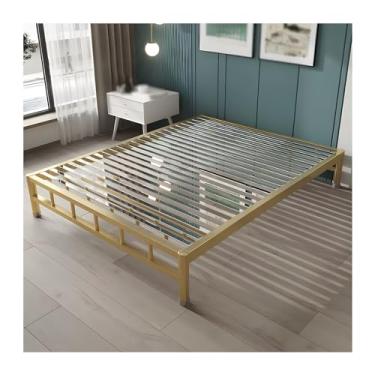 Imagem de Estrutura De Cama Queen Moderna, Estrutura De Cama Sem Ruído Em Tamanho Real, Estrutura De Cama Queen Com Espaço De Armazenamento, Para Apartamentos De Quarto (Color : Gold, Size : 47x78in)