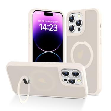 Imagem de DTBG Capa magnética atualizada e suporte para iPhone 14 Pro compatível com MagSafe [proteção militar contra quedas de 3 metros] Capa fina com suporte magnético resistente para iPhone 14 Pro, rosa areia