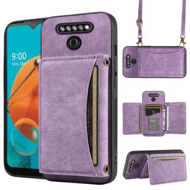 Imagem de Capa de telefone para LG K61/Q61/K51S/K41S capa carteira com alça de ombro transversal e suporte de cartão de crédito de couro bolso fino acessórios para celular bolsa flip para celular K 61 51S 41S