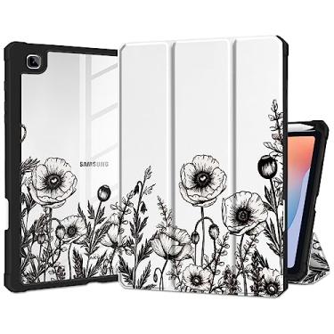 Imagem de Yebiseven Capa para Samsung Galaxy Tab S6 Lite 2022 2020 lançada SM-P610/P613/P615/P619 de 2022, 2020, capa traseira de acrílico transparente, floral natural