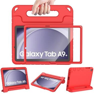Imagem de AVAWO Capa infantil para Samsung Galaxy Tab A9+/A9 Plus 11 polegadas 2023 capa com protetor de tela integrado, leve à prova de choque com suporte para crianças (SM-X210/X216/X218), vermelho
