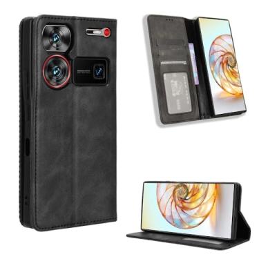 Imagem de Kukoufey Capa de couro compatível com ZTE Nubia Z60 Ultra, capa carteira de couro compatível com ZTE Nubia Z60 Ultra 5G NX721J capa preta