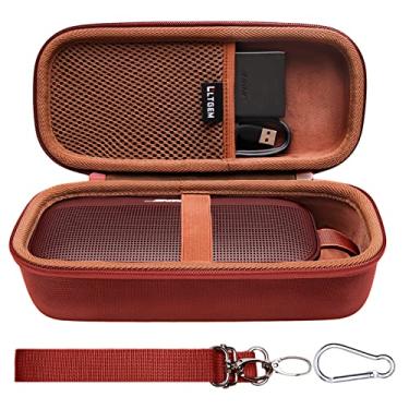 Imagem de LTGEM Capa compatível com Bose SoundLink Flex 2ª geração/SoundLink Flex Alto-falante Bluetooth portátil com alça de ombro, vermelho carmim + marrom (apenas capa)